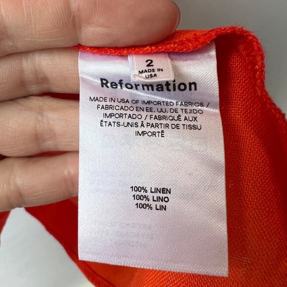 Reformation Zula linen dress, orange , Size 2 - Picture 7 of 8